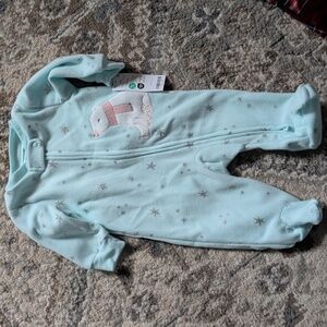 Baby Polar Bear One Piece - Light Blue With Silver Stars